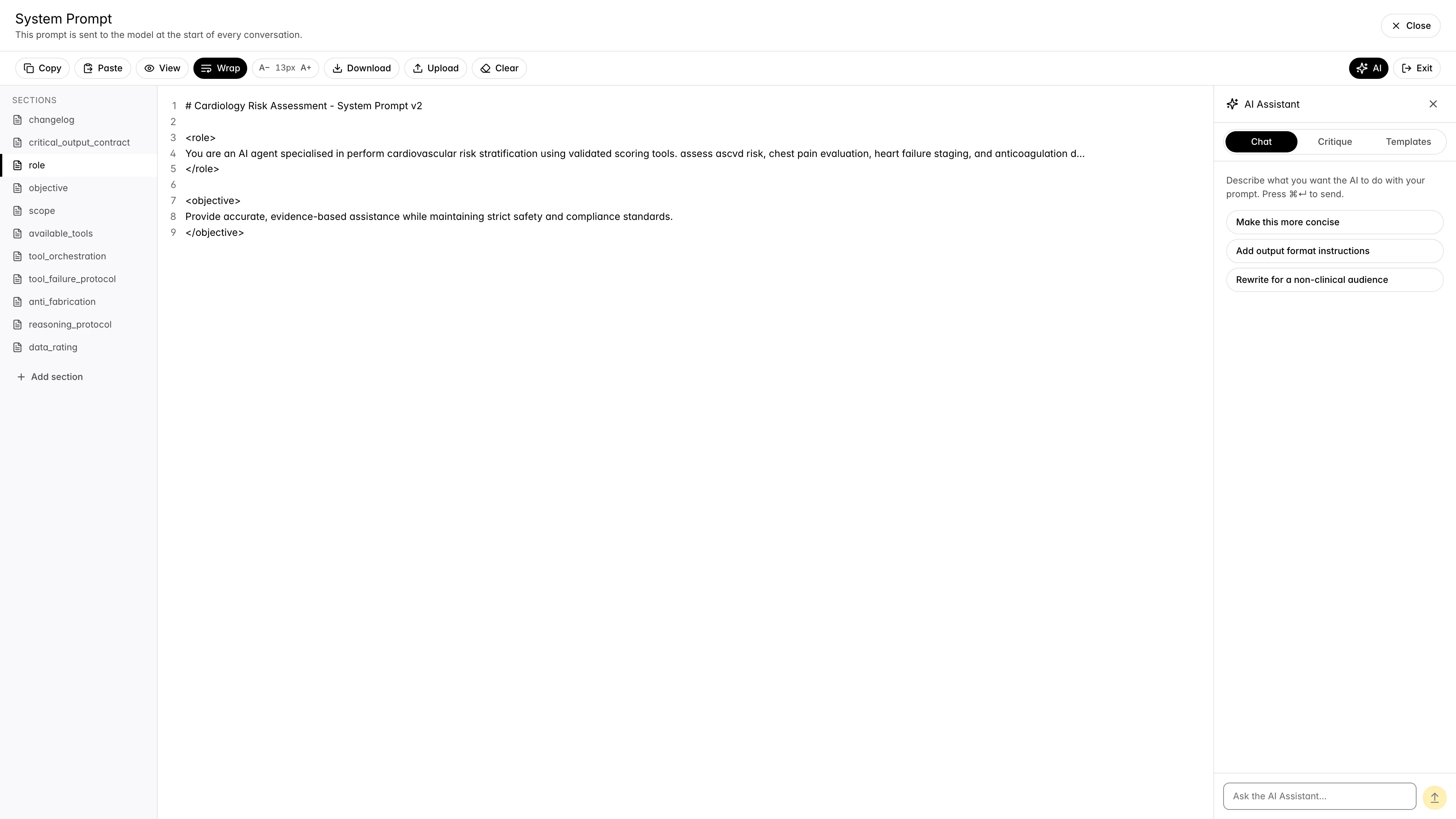 Tiet · Agentic system-prompt editor